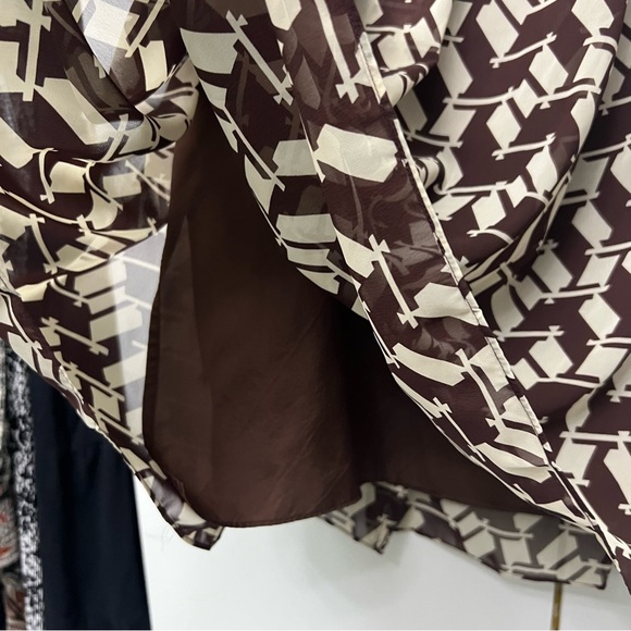 J. Crew Brown & Cream Houndstooth Pattern High-Waisted Midi Modest Skirt Sz L - Picture 9 of 12